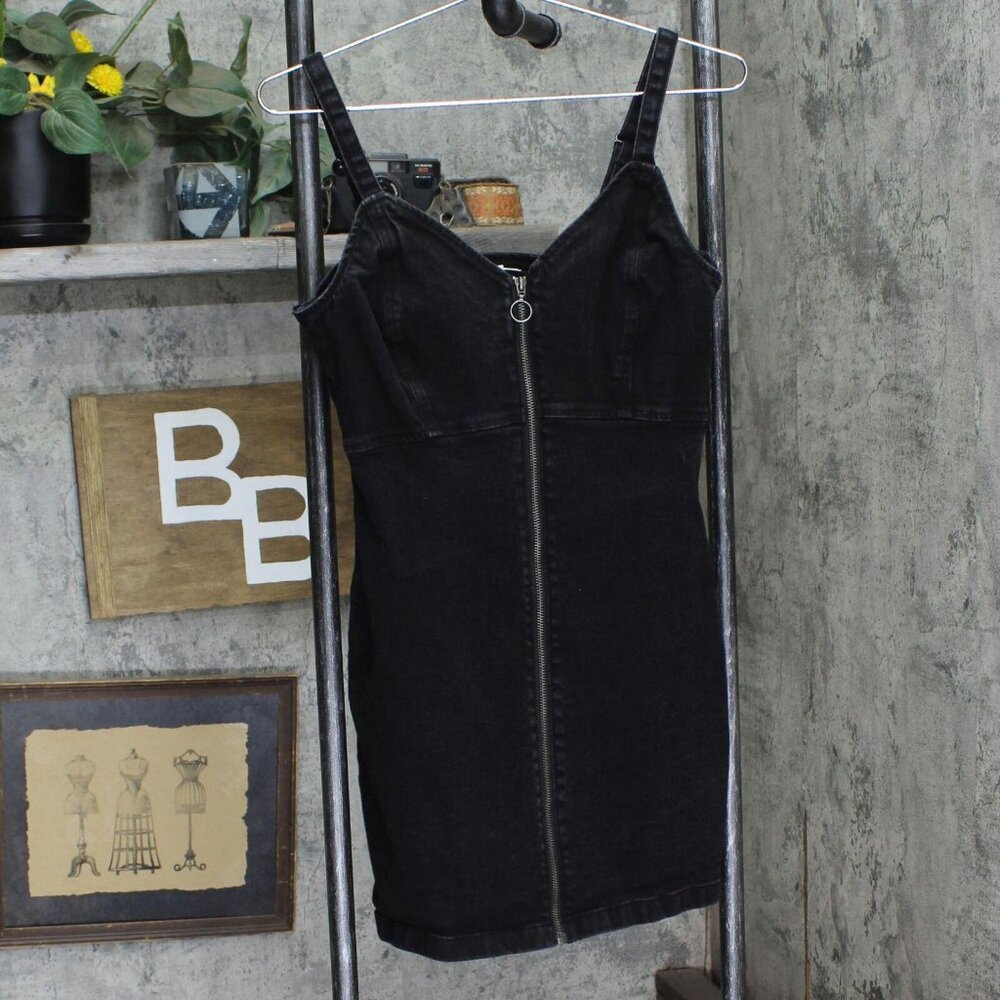 Garage Womens Zip Front Denim Mini Dress 1678e601ec4e9a Black PS